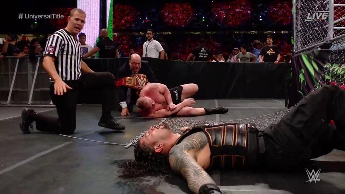 Roman Reigns Botches Final Spot In Cage Match Hitting Himself With A DDT