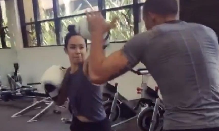 AJ Lee Keeping In Shape With Boxing Lessons