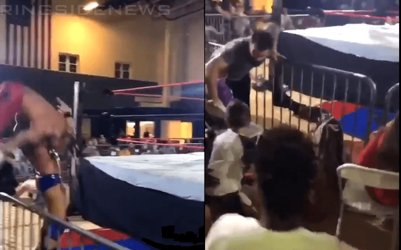 Shannon Moore Accidentally Takes Out Child In Crowd With Moonsault