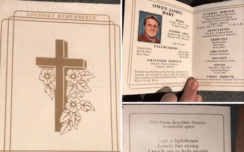 Fan Puts Owen Hart’s Funeral Progam Up For Sale