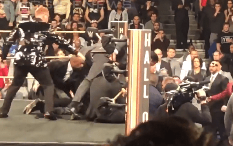 Mark Carrano Kicked In The Kidney During Bret Hart WWE Hall Of Fame Attack