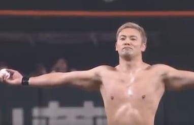 Kazuchika Okada Throws Out First Pitch At Baseball Game In His Wrestling Gear