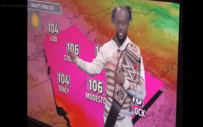 Watch Kofi Kingston Give Weather Forecast In A Pancake Tracksuit