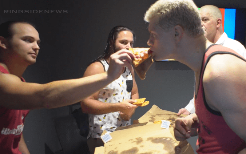 The Young Bucks & Rhodes Brothers Make Up By Feeding Each Other Pizza