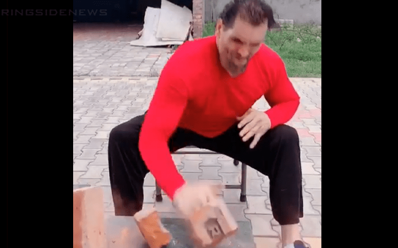 The Great Khali Shows Off By Breaking A BRICK