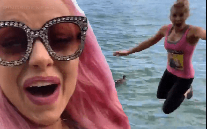 Watch Lacey Evans Jump Off Dock On A Dare From Liv Morgan
