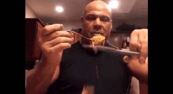 WATCH Kurt Angle’s Wife Call Him Lazy For Eating Spaghetti With Scissors