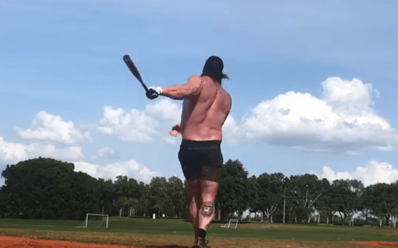 Watch Braun Strowman Hit Bombs At Softball Field