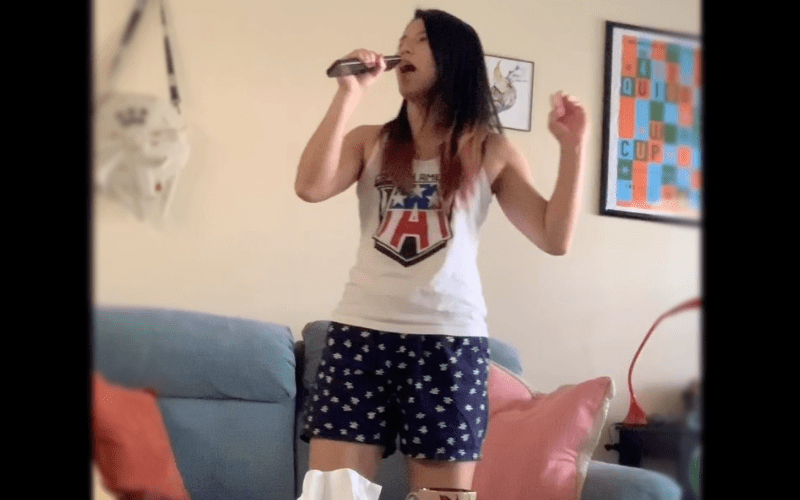 AEW Star Hikaru Shida Turns Living Room Into Karaoke Bar During Isolation