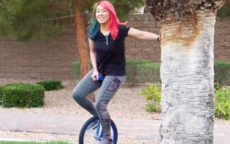 Asuka Shows Off Strange Unicycle Outdoor Workout