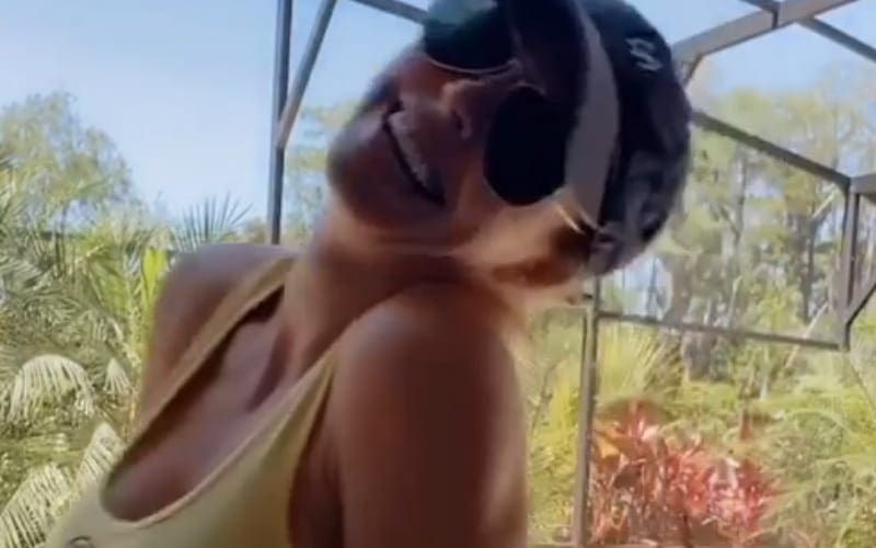 Peyton Royce ‘Happy AF’ In Poolside Swimsuit TikTok Dance Video