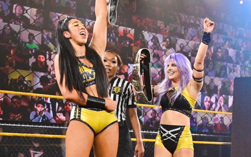 Indi Hartwell Shows Off New Side Plates For WWE NXT Women’s Tag Team Titles
