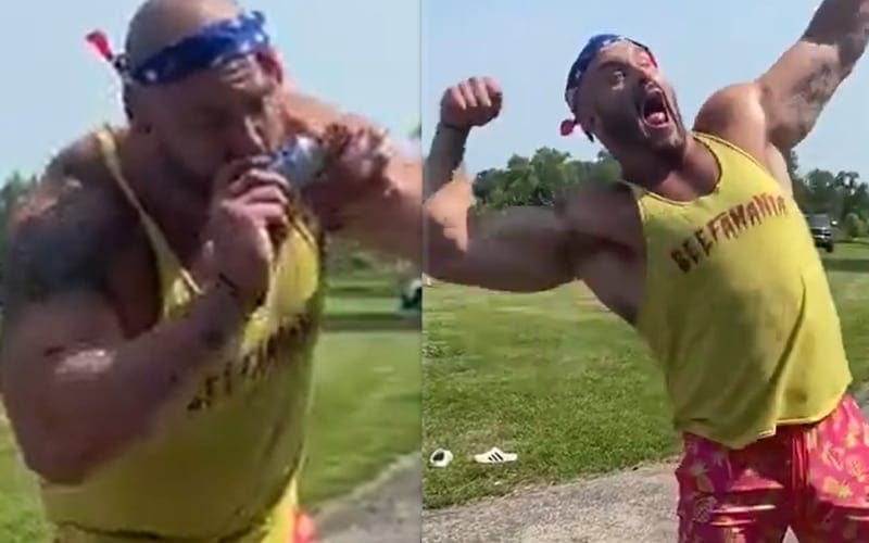 Braun Strowman Shotguns A PBR & Poses Like Hulk Hogan To Celebrate 4th Of July