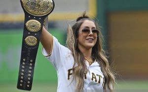 Britt Baker Throws First Pitch At Pittsburgh Pirates Baseball Game Britt Baker Throws First Pitch At Pittsburgh Pirates Baseball Game