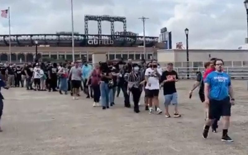 Line Of Fans Stretches For Blocks Before AEW Grand Slam