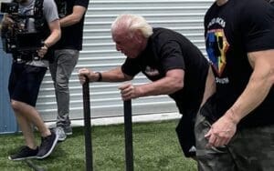 Ric Flair Spotted With Camera Crew While Preparing For Last Match Ric Flair Spotted With Camera Crew While Preparing For Last Match