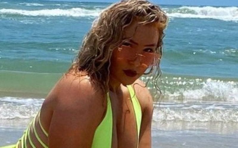 Nikkita Lyons Lights Up The Beach In Neon Green Swimsuit For Epic Photo Dump