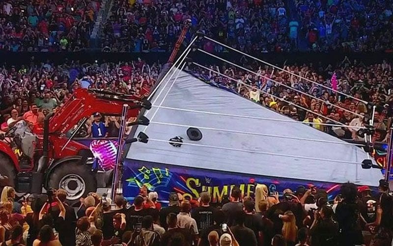 Brock Lesnar Rearranges The Ring With Farm Equipment At WWE SummerSlam