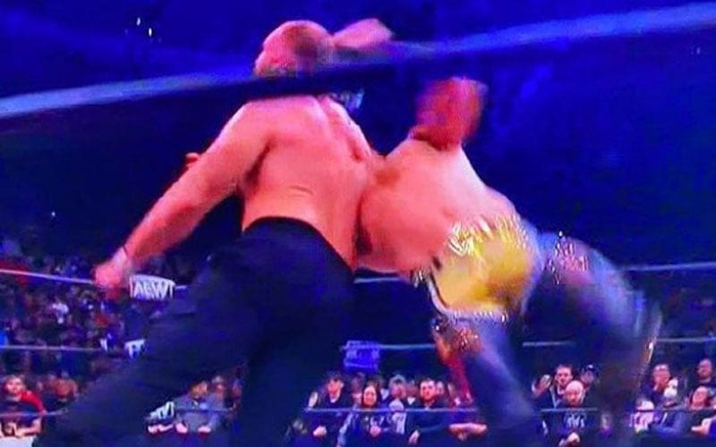 Up Close Photos Of Jon Moxley’s Brutal Lariat To Hangman Page On AEW Dynamite