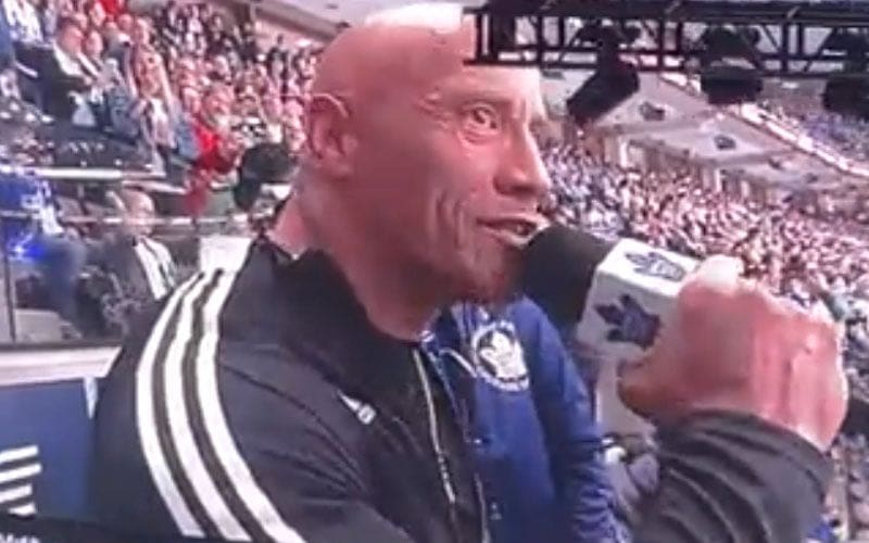 The Rock Hypes Crowd At Toronto Maple Leafs Game