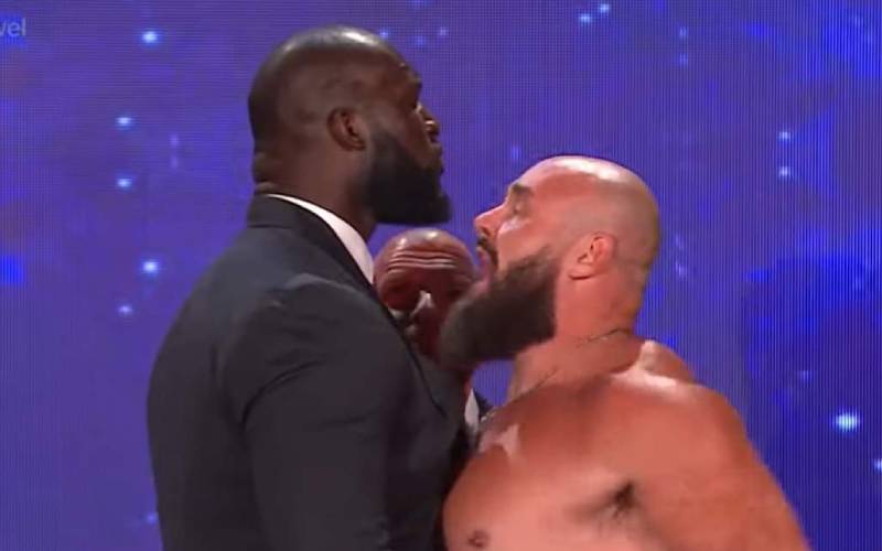 Braun Strowman & Omos Get Physical During WWE Crown Jewel Press Conference