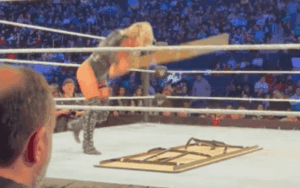 Liv Morgan Destroys Table With Kendo Stick At WWE MSG House Show Liv Morgan Destroys Table With Kendo Stick At WWE MSG House Show
