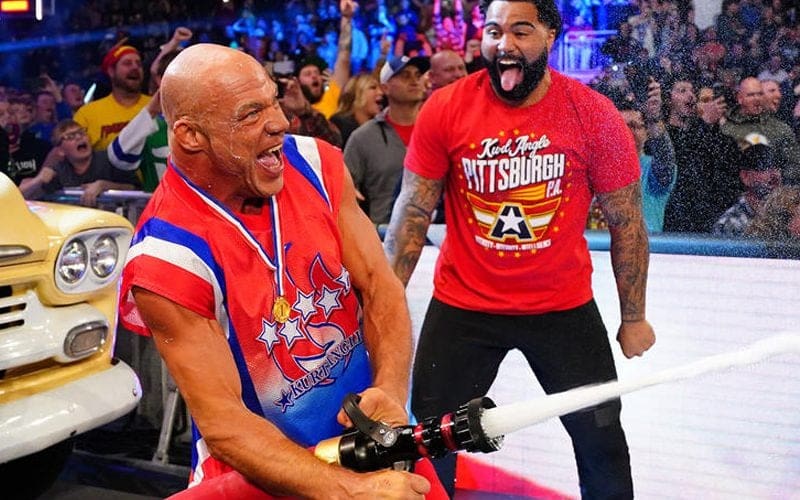 Kurt Angle’s Wife Can Still Smell Milk On Him After WWE SmackDown Birthday Celebration