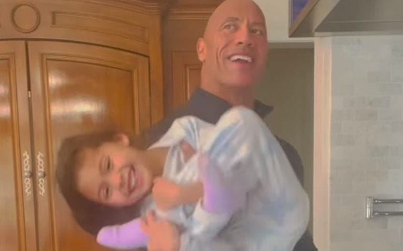 The Rock Flexes Doing ‘Daddy Curls’ With His Daughter