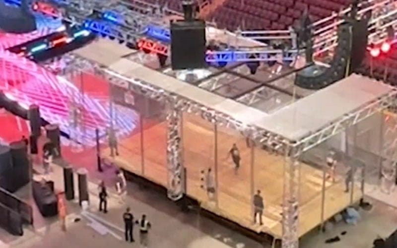 Amazing Video Footage Of AEW Blood & Guts Cage Construction