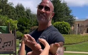 The Rock Flexes Doing Bicep Curls With His Daughter