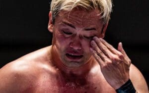 Kazuchika Okada Bids Tearful Farewell to Fans During NJPW Event Kazuchika Okada Bids Tearful Farewell to Fans During NJPW Event