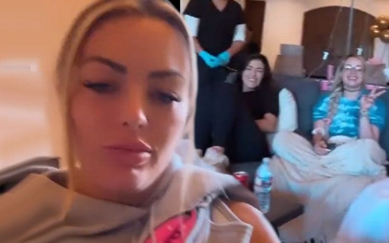 Liv Morgan, Mandy Rose, & Sonya Deville Get IV Drips Delivered to Their Hotel Party