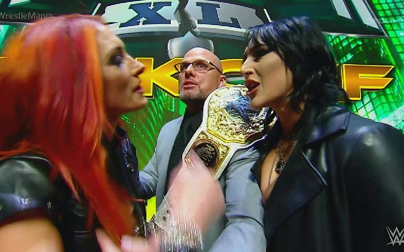 Becky Lynch Interrupts Rhea Ripley During WrestleMania XL Press Event
