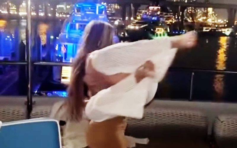 Ex-WWE Star Mandy Rose Body Slams Her Friend at Beachside Bar