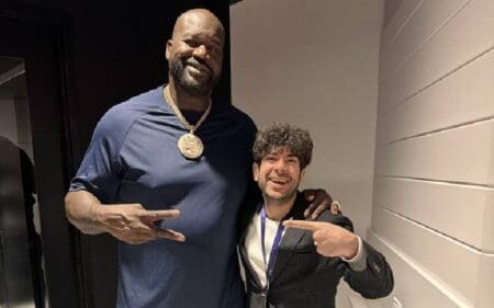 Tony Khan Links Up With Shaquille O'Neal During Super Bowl LVIII