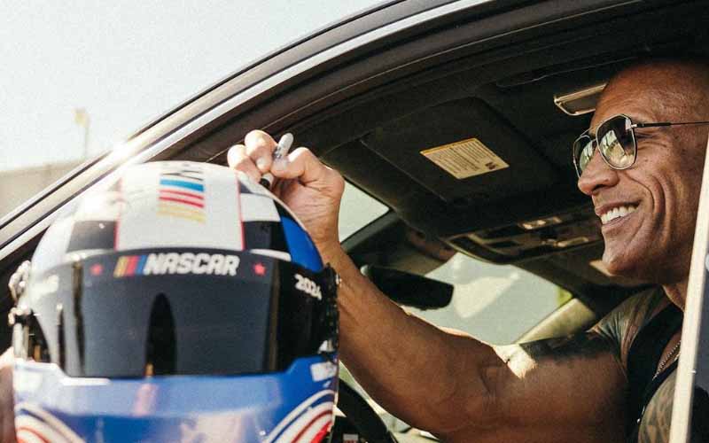 The Rock Signed His First-Ever NASCAR Helmet During Daytona 500 Appearance