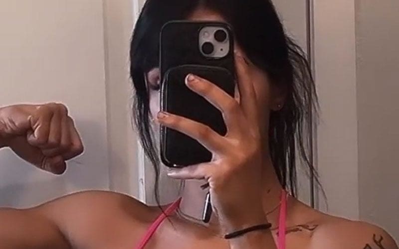 Cora Jade Flexes Gains During WWE Hiatus with Bathroom Bikini Video Drop