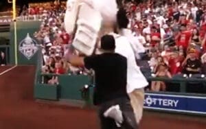 Anthony Bowens Strikes George Washington Mascot with Chair at 6/18 Washington Nationals Game