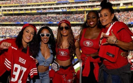 Mercedes Moné, Bayley, and Fellow Wrestlers Watch 49ers vs. Rams Showdown Mercedes Moné, Bayley, and Fellow Wrestlers Watch 49ers vs. Rams Showdown