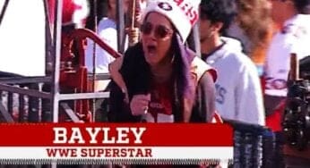 Bayley Fires Up the Crowd in San Francisco While Ringing the Foghorn for 49ers vs. Bears Game