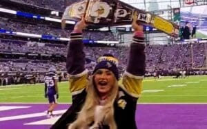 Tiffany Stratton Lights Up Vikings vs. Falcons Game with Custom Championship Belt