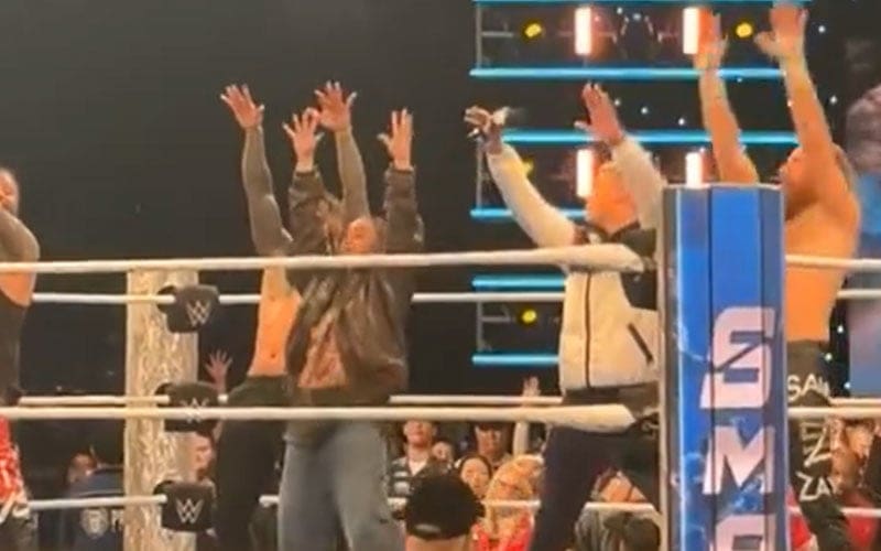 Vanessa Hudgens Joins WWE SmackDown for Post-Show “Yeet” Moment with Cody Rhodes and The Usos