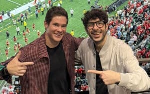 Tony Khan & Adam Devine Link Up at Super Bowl