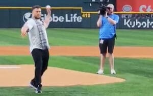 MJF Throws First Pitch at Texas Rangers Game