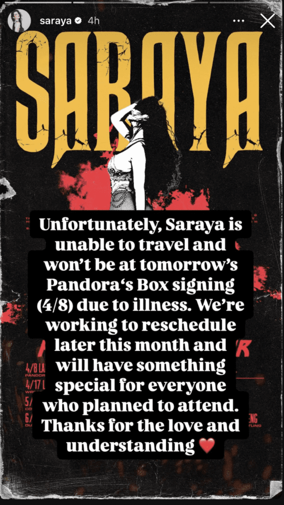 Saraya Pulls Out of Scheduled Appearance Due to Illness