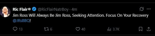 Ric Flair Deletes Tweets After Backlash Over Consent Post and Jim Ross 'Attention Seeking' Jab