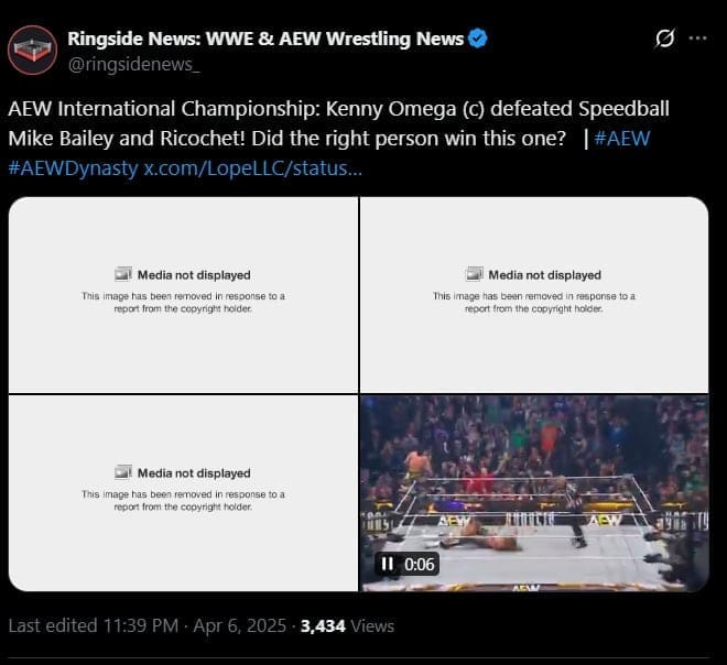 AEW Targets Multiple Accounts with DMCA Takedowns