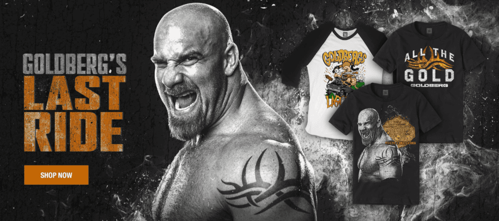 Goldberg's ‘Last Ride’ Shirt Goes Live on WWE Shop Minutes After RAW Return