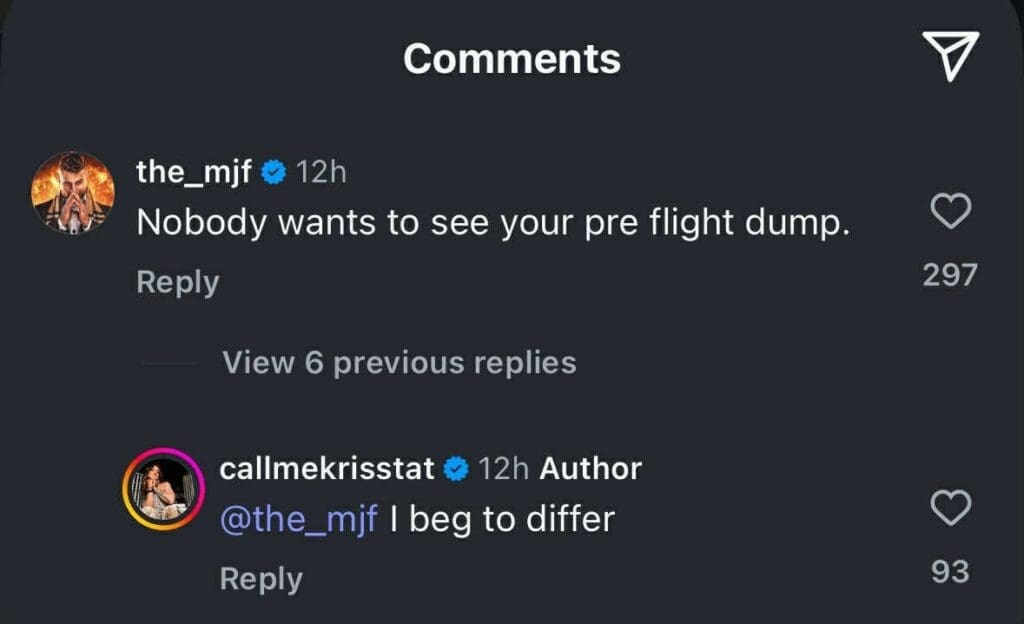 MJF Drops Savage One-Liner on Kris Statlander’s Instagram Post