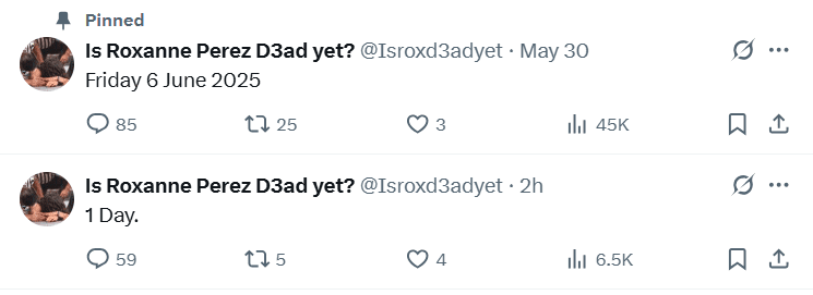 Roxanne Perez Doxxed by Crazed Stalker Who Wants Her Dead